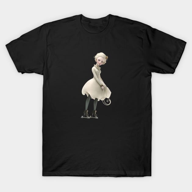 Ice skating girl with vintage victorian dress T-Shirt by digilabs